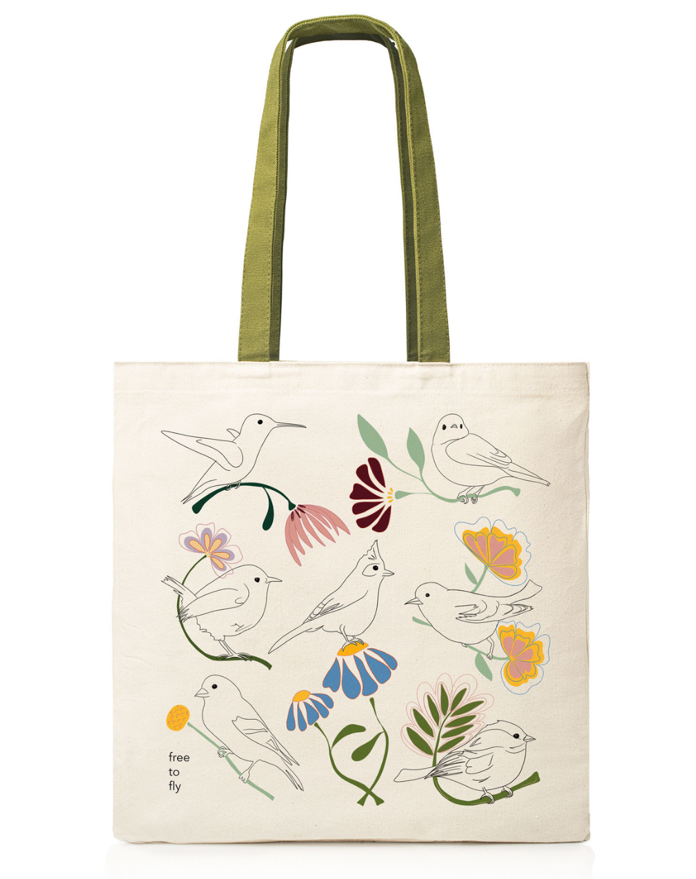 Free to Fly (Birds) | Tote: Beige