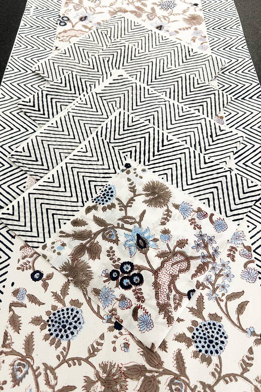 Navy & Mauve Floral Table Runner