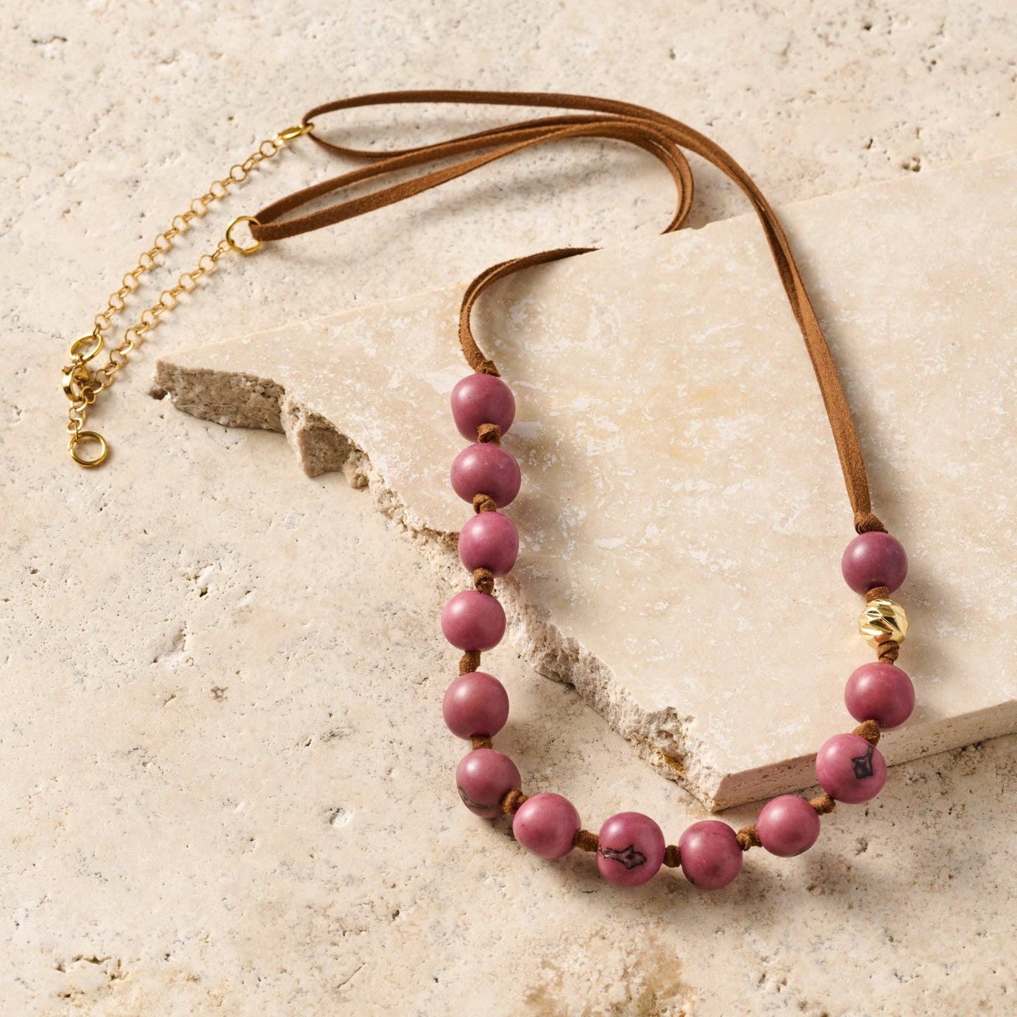 Lavender Seed & Suede Necklace