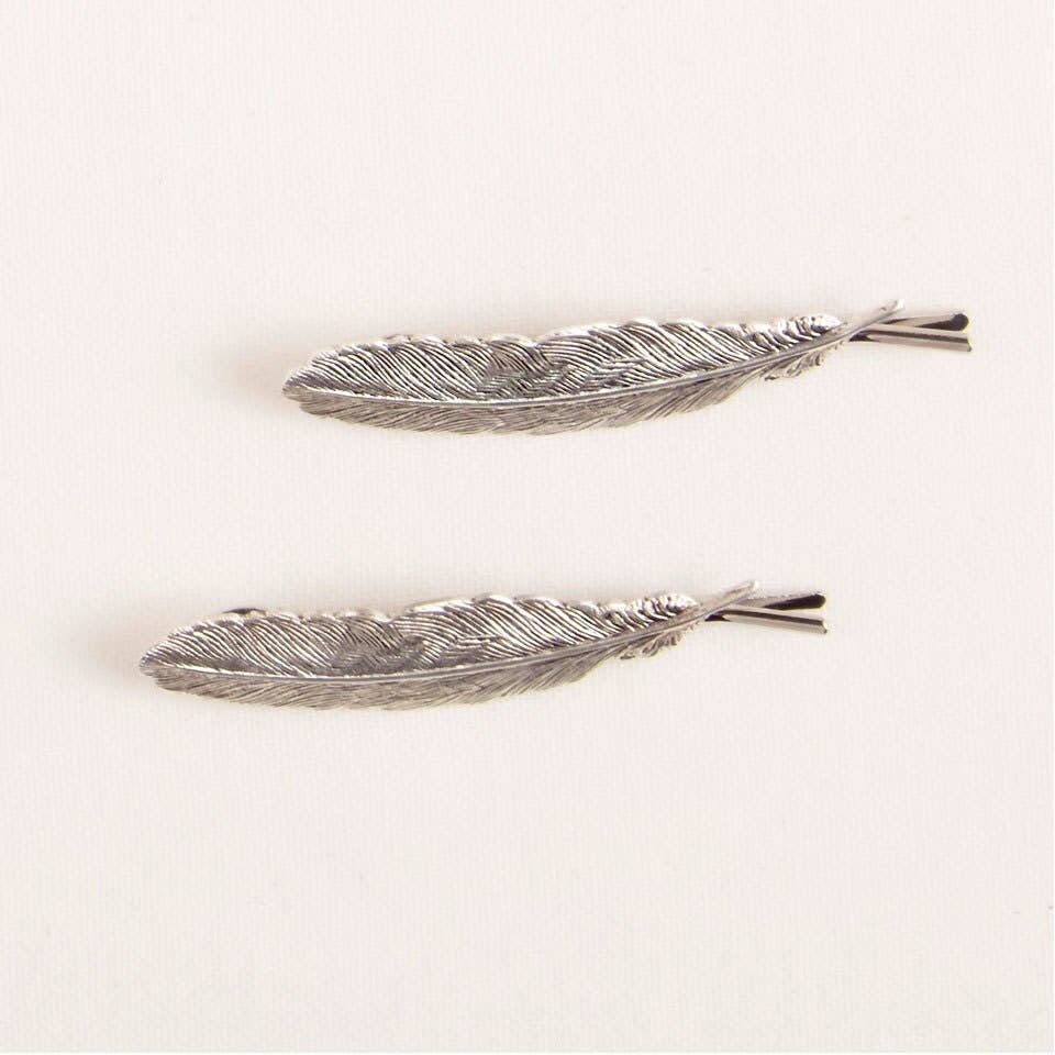 Metal Feather Bobby Pin: Sliver