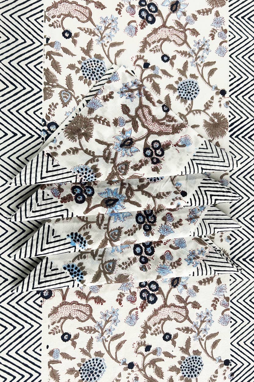 Navy & Mauve Floral Table Runner