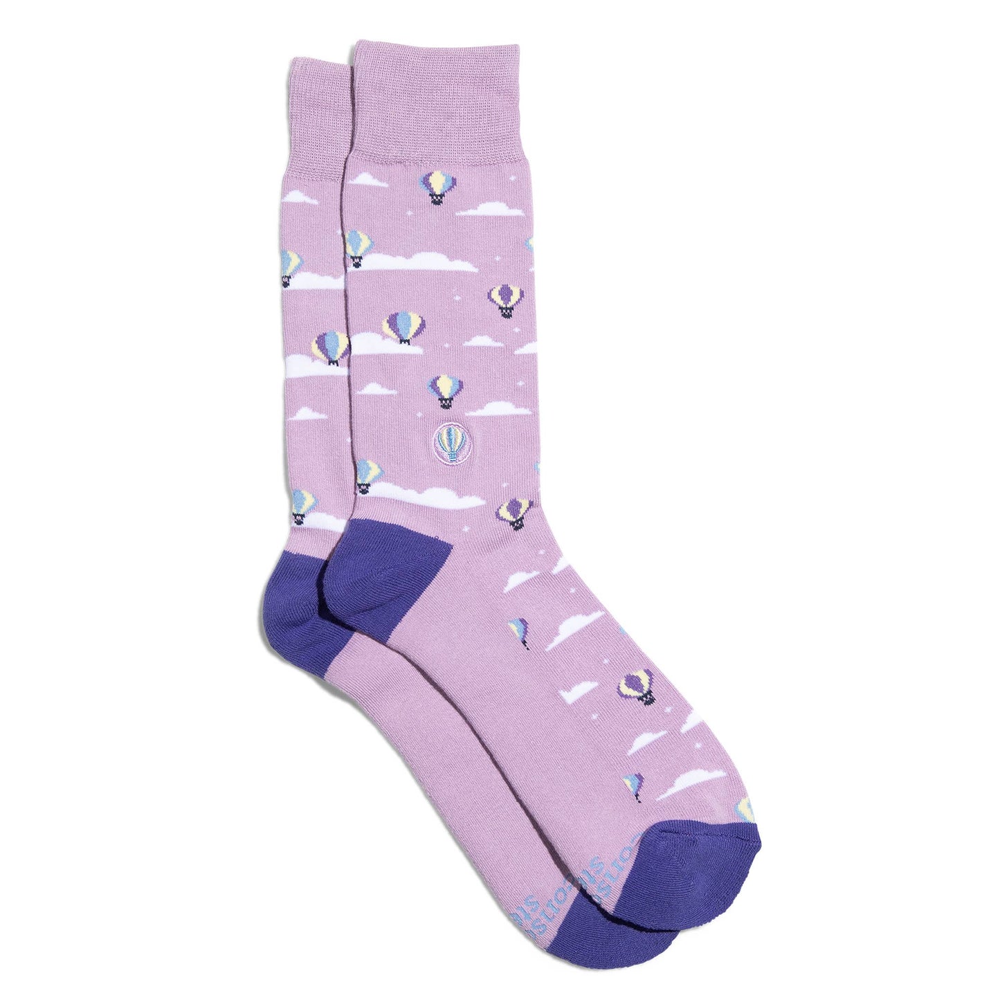 Socks that Fight Childhood Cancer: Purple Hot Air Balloons