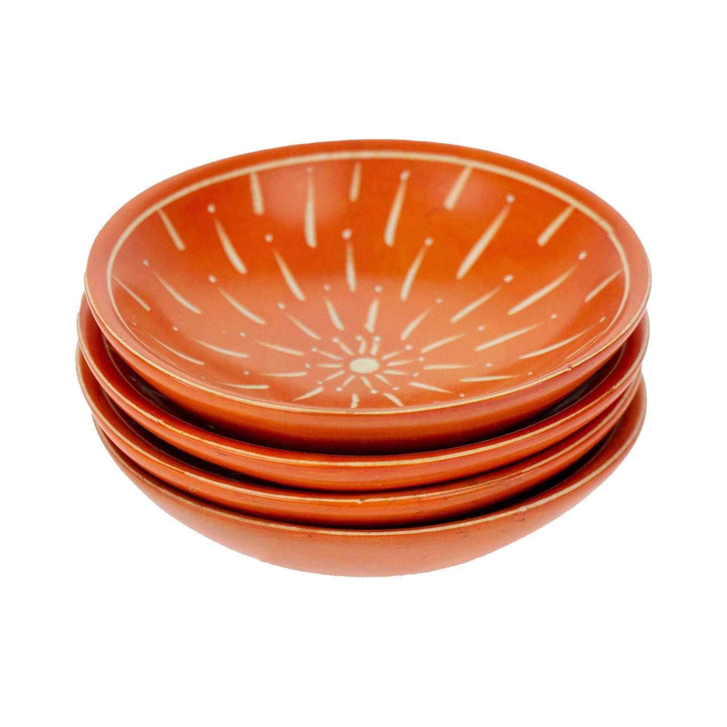 Painted Soapstone Carved Dish, Orange Etching