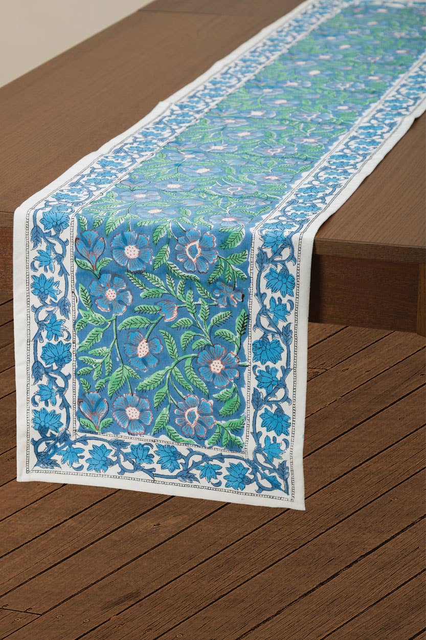 Sage & Blue Table Runner