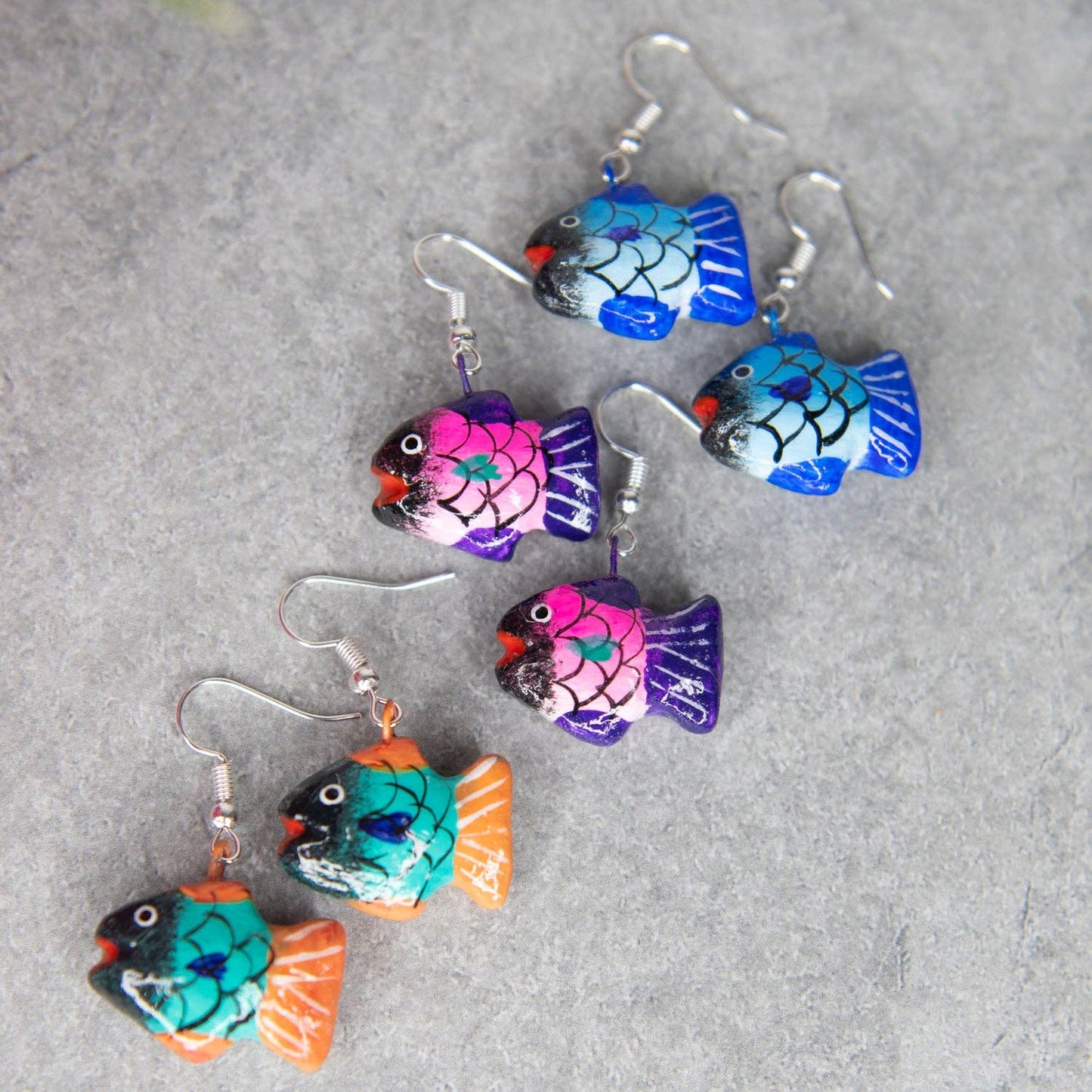 Puffy Fish Ceramic Earrings