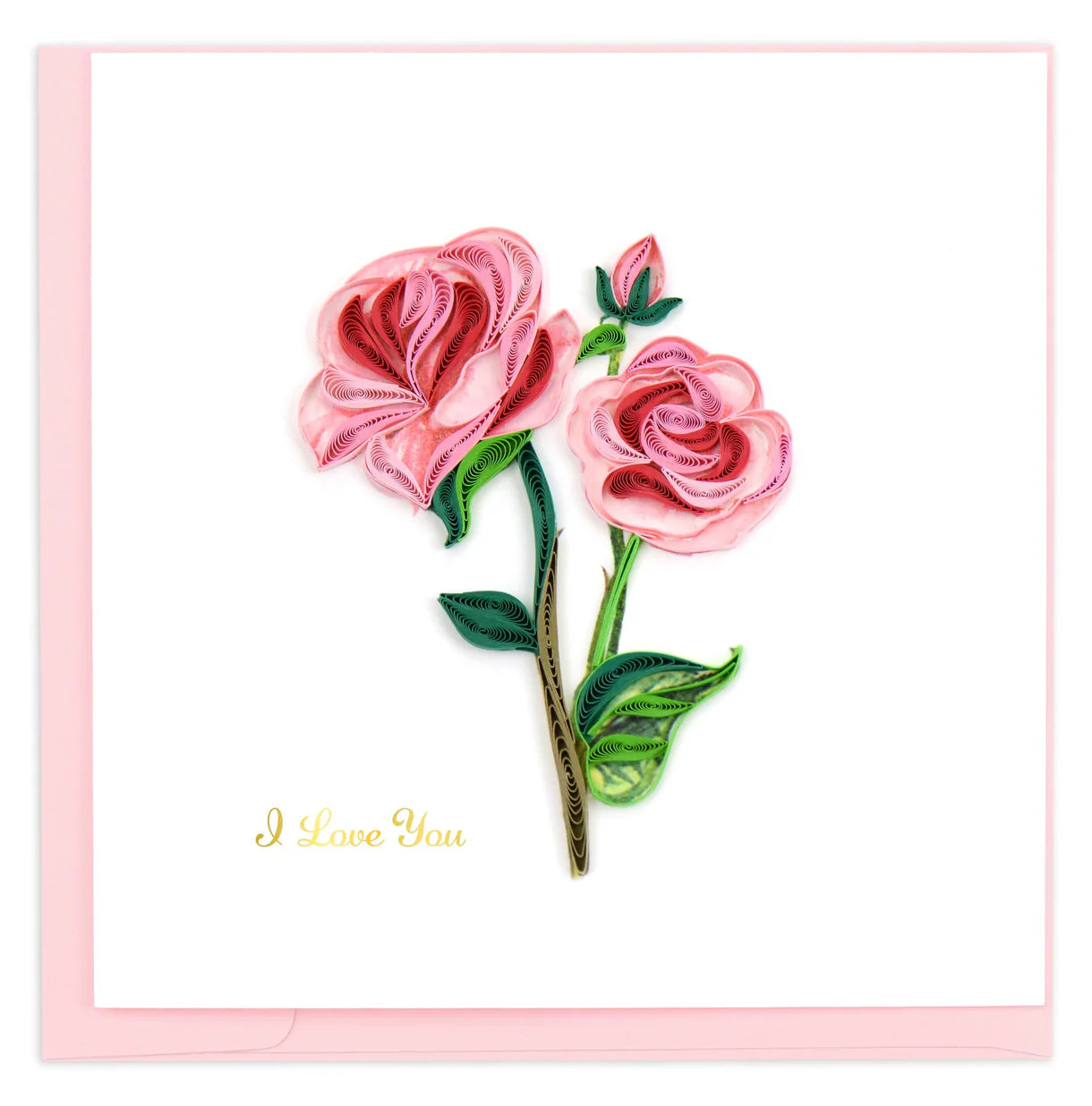I Love You Pink Roses Quilling Card