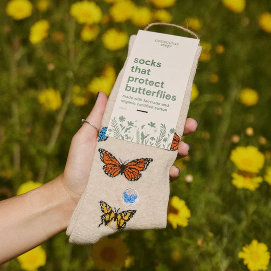 Socks that Protect Butterflies: Beige