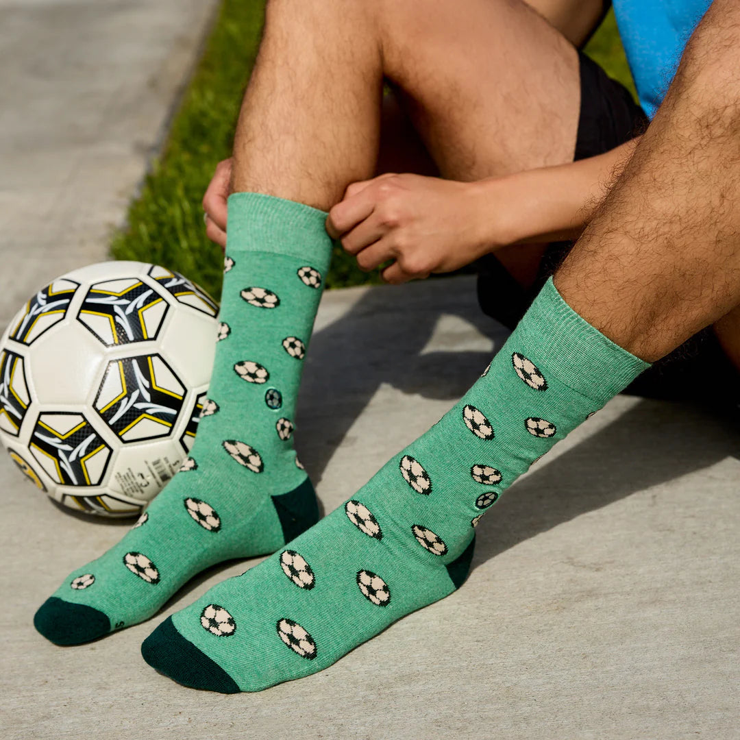 Socks that Support Youth Sports (Green Soccer Balls): Medium