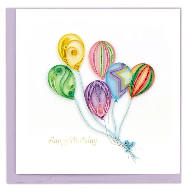 Quilled Colorful Balloon Bunch Birthday Card