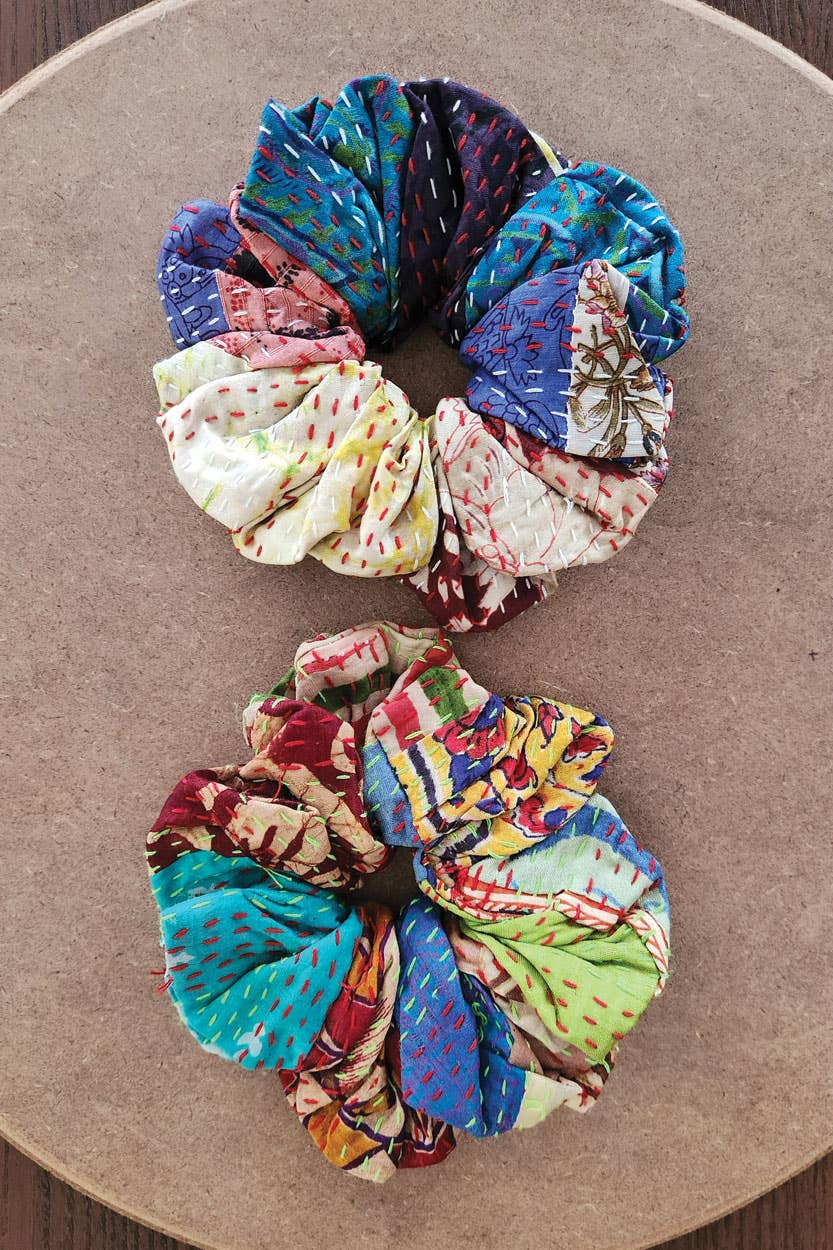Silk Kantha Scrunchies