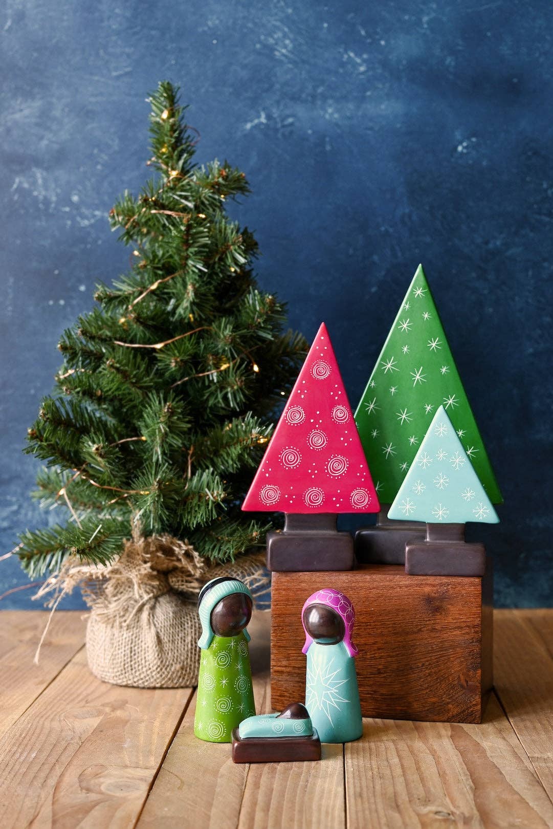 Kenyan Colorful Soapstone Nativity Scene