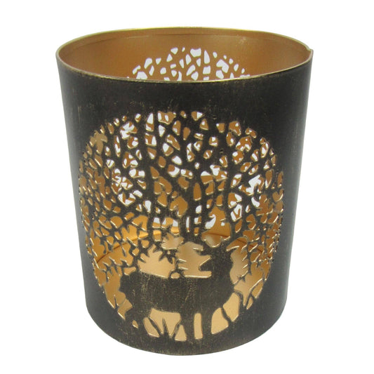 Holiday Reindeer Candle Holder - Antique Metallic Finish