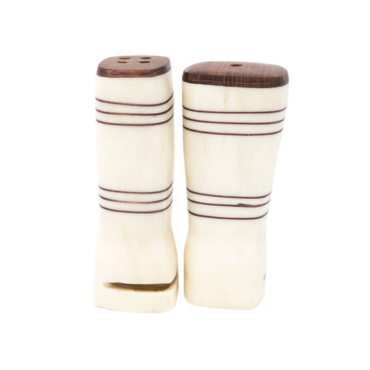 White Simple Batik Bone Salt & Pepper Shakers