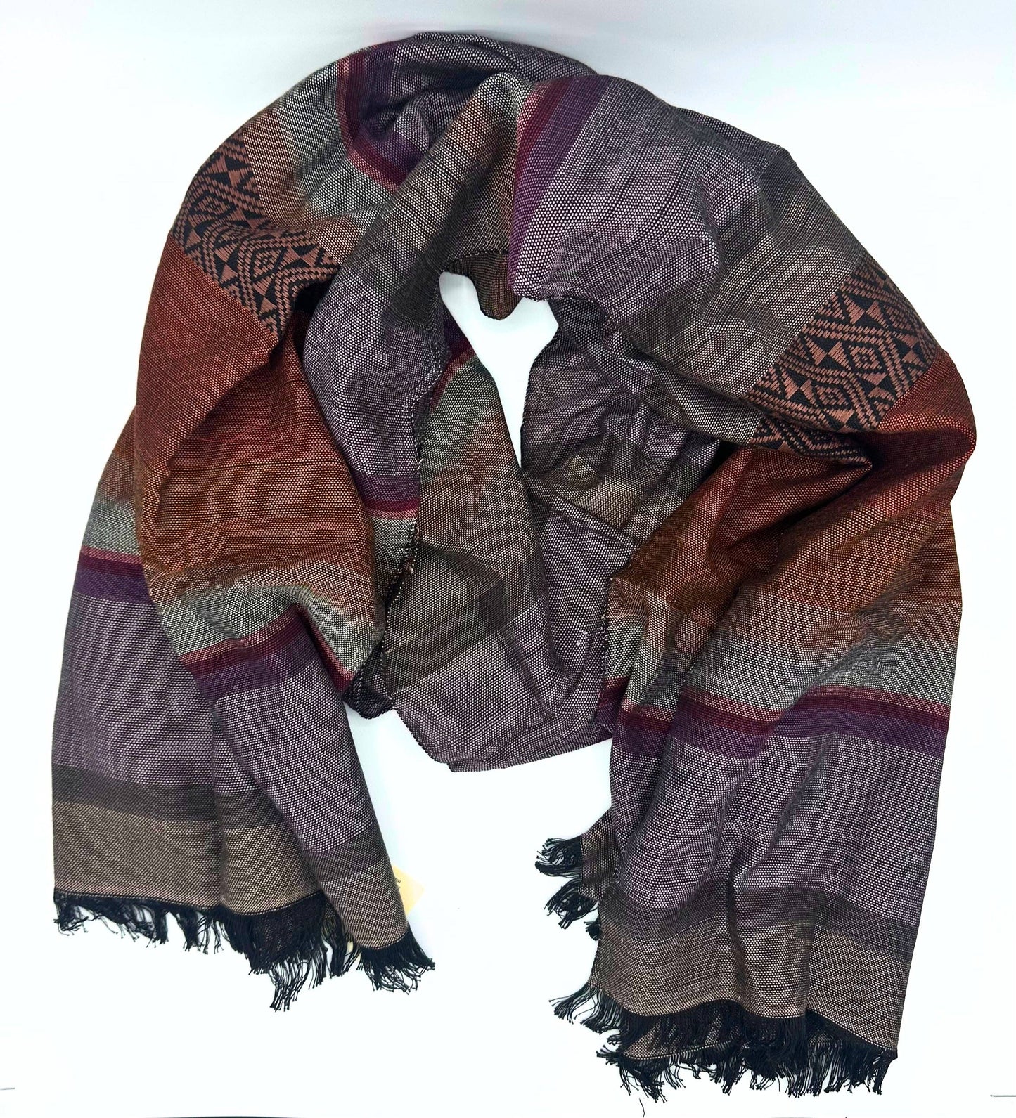 Woven Cotton Scarf - Patterned Purple Sunset