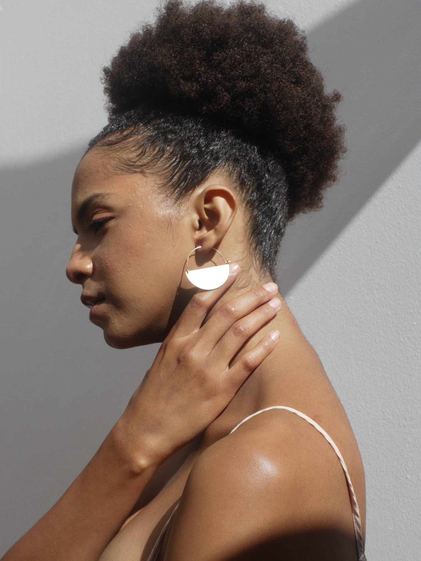 Matte Gold Half Moon Earrings: Medium 1.5"