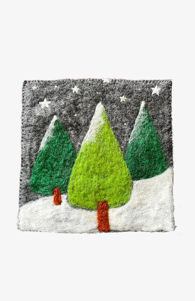 Felted Wool Trivet Trees & Snow