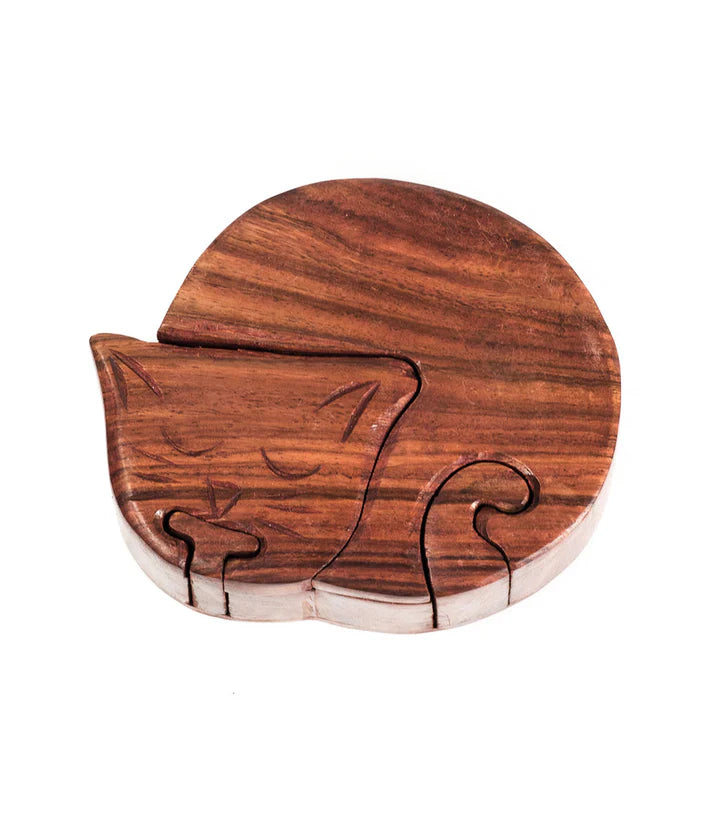 Sleeping Cat Keepsake Puzzle Box