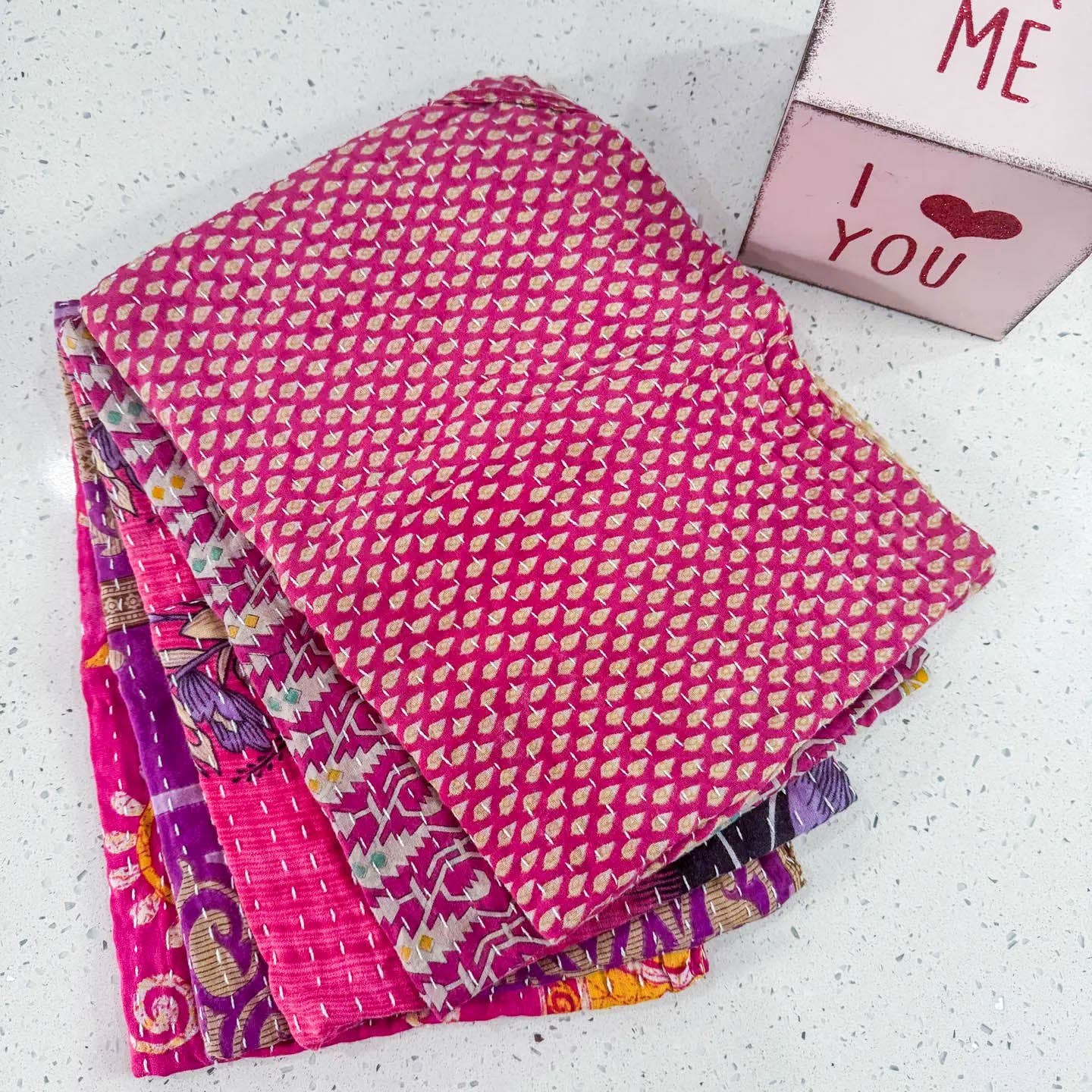 Kantha Kitchen Towel | Valentines Day