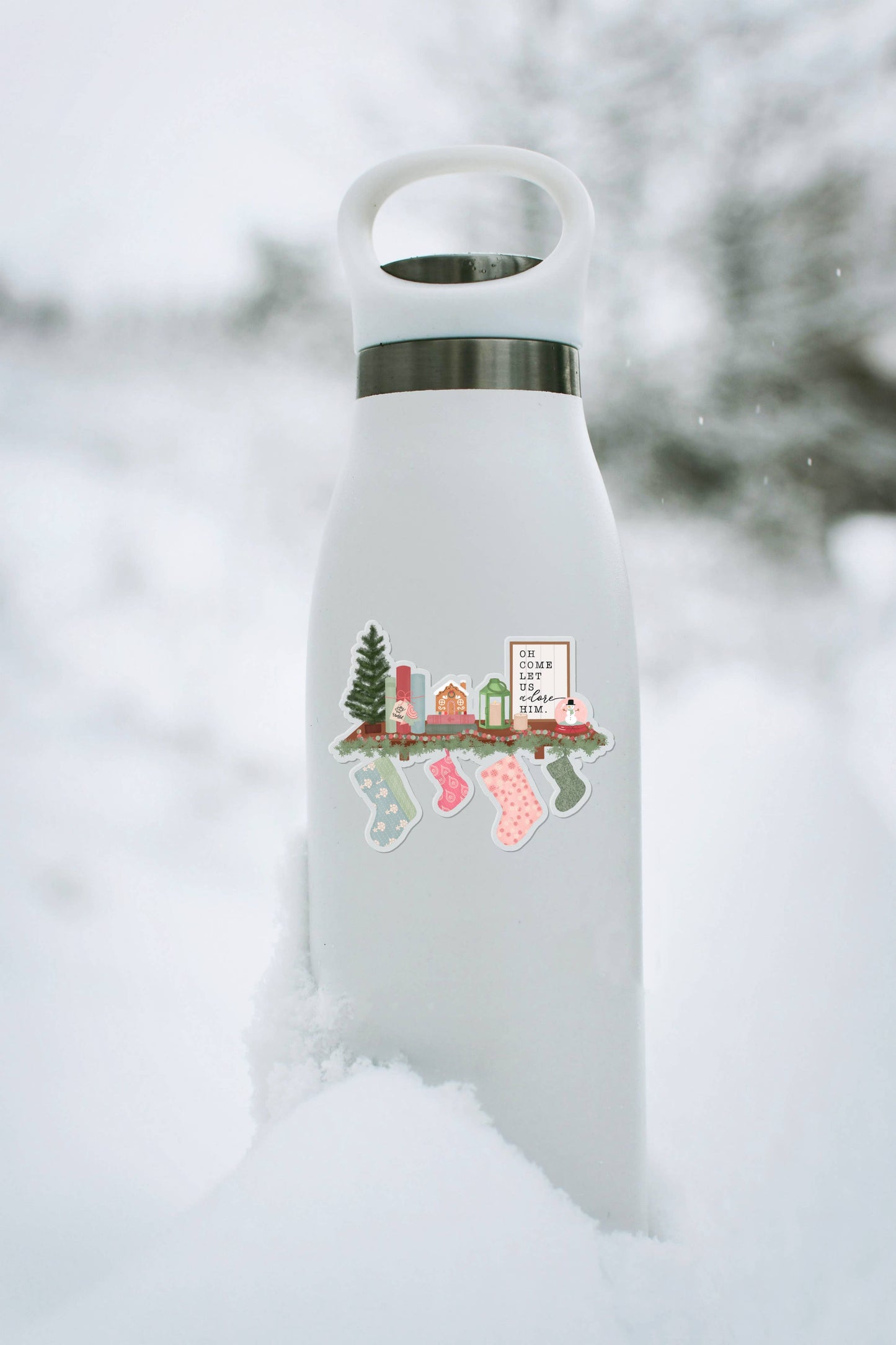 Christmas Shelf | Clear Vinyl Sticker | 3.9 in x3.2 in