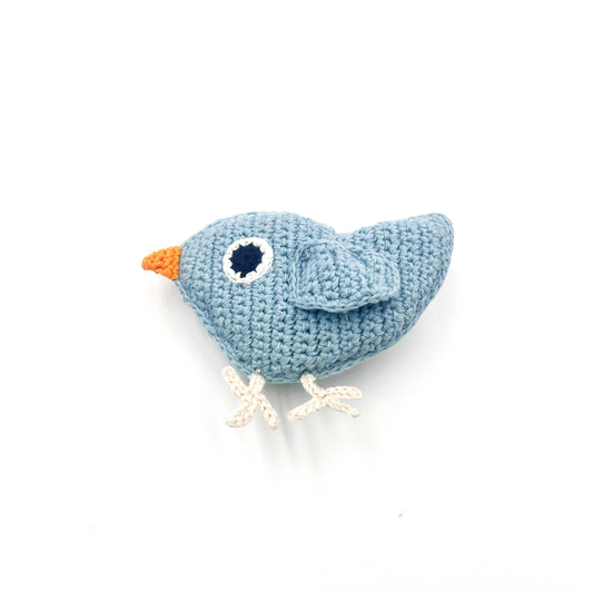 Plush Baby Bird Rattle: Duck Egg Blue