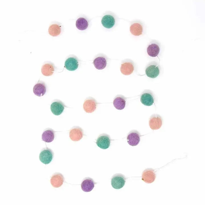 Pom Pom Felt Garland - Kids' Room Decor - Lavender/Turquoise