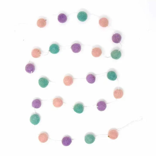 Pom Pom Felt Garland - Kids' Room Decor - Lavender/Turquoise