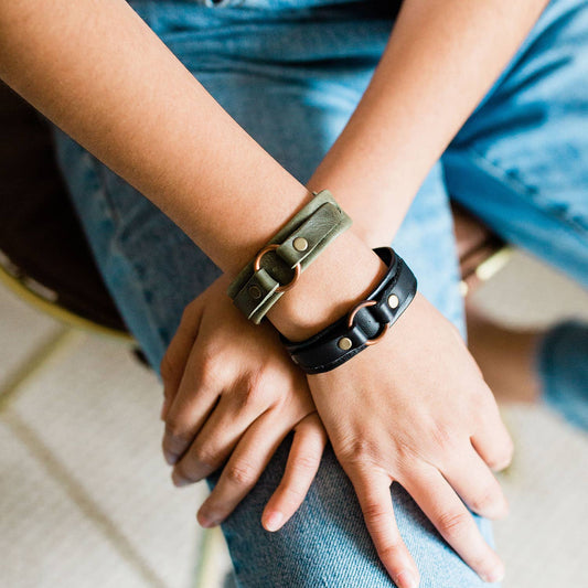 Leather Karma Bracelet: #3 Green
