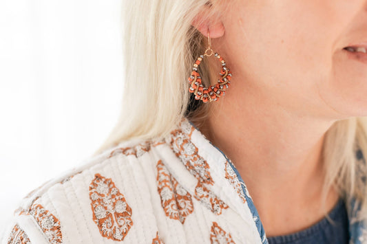 Twisted Treasure Hoops-Coral