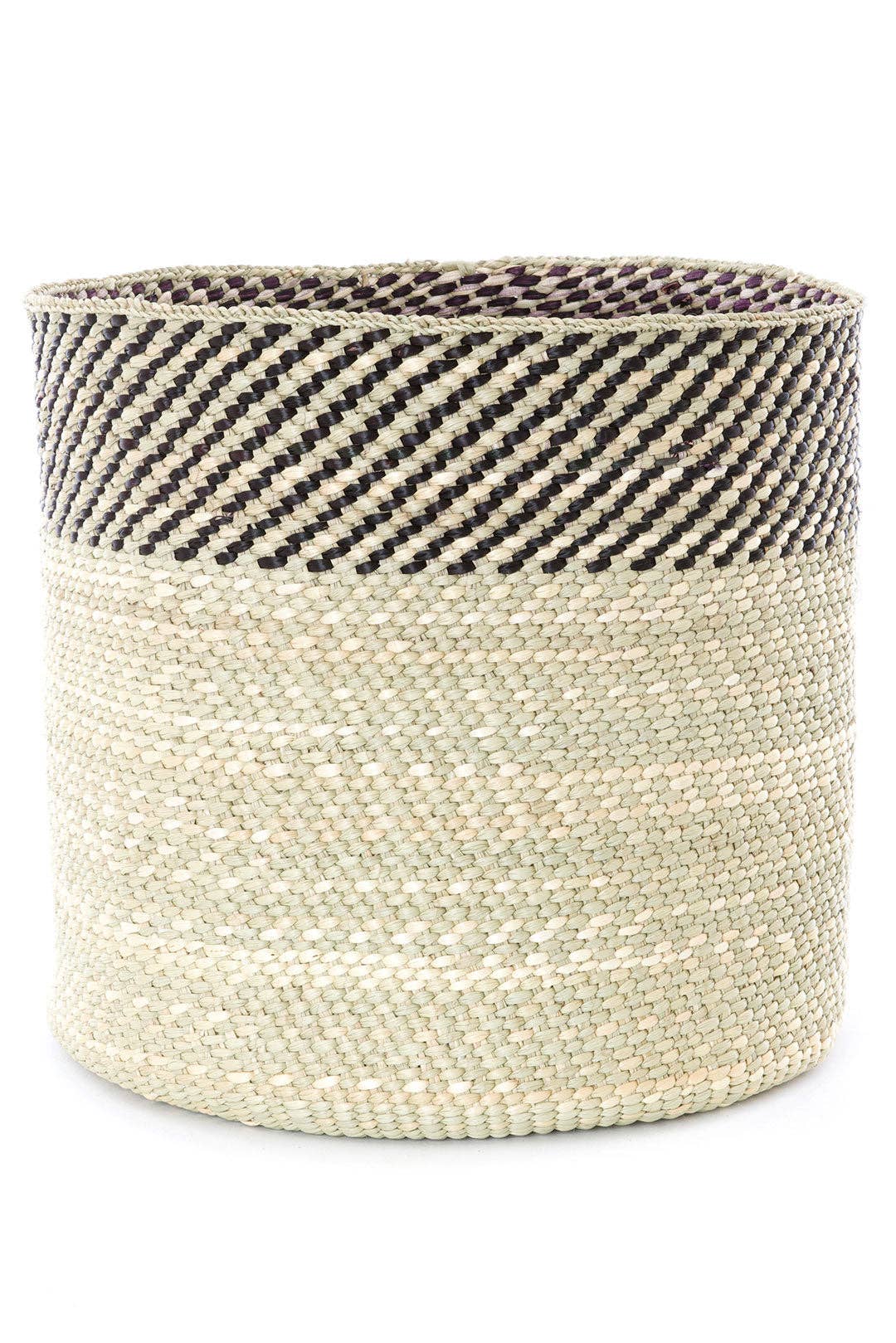 Black and Natural Kupanda Iringa Basket - Large: TZB16C  Large