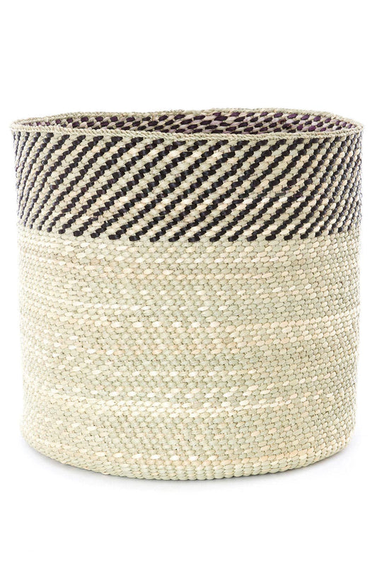 Black and Natural Kupanda Iringa Basket - Large: TZB16C  Large