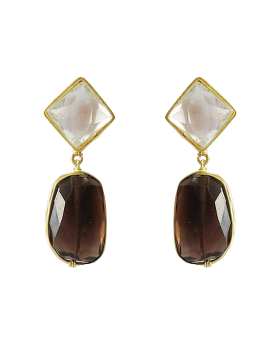 Retro Glitz Stud Vintage Inspired Earrings: Neutral