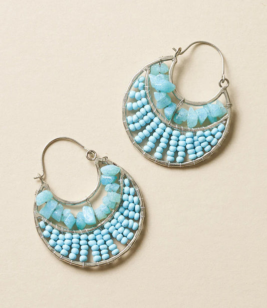 Rajiyah Amazonite Beaded Crescent Hoop Earrings