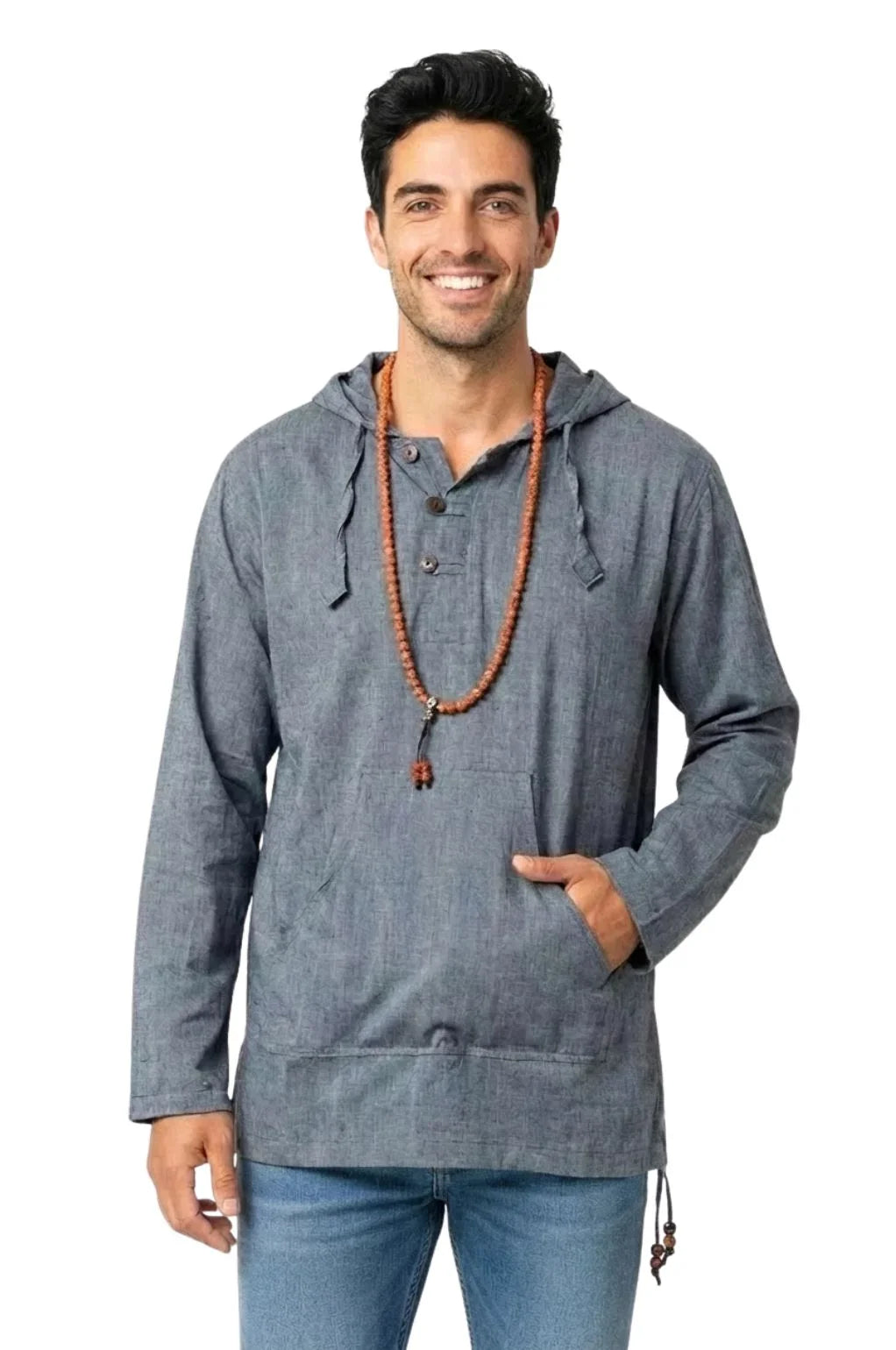 Solid Cotton Hoodie Pullover