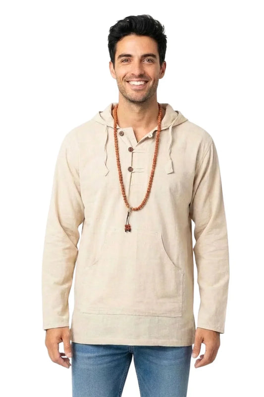 Solid Cotton Hoodie Pullover