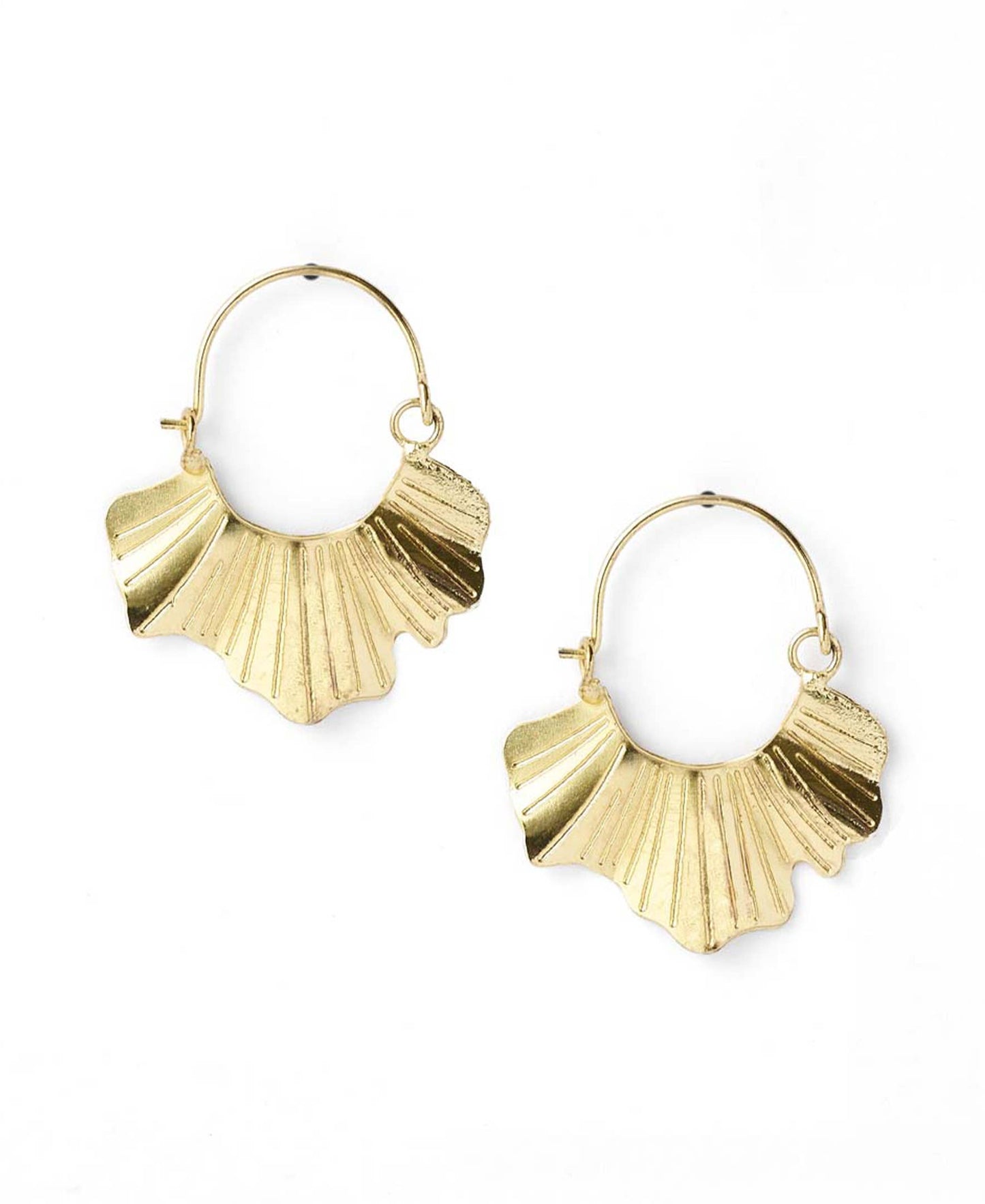 Sayuri Ginkgo Leaf Hoop Earring - Gold