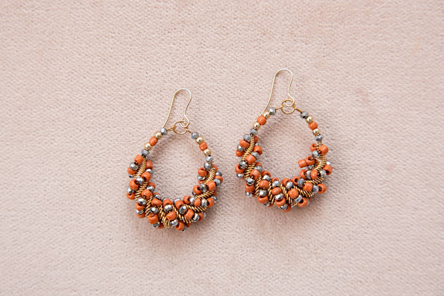 Twisted Treasure Hoops-Coral