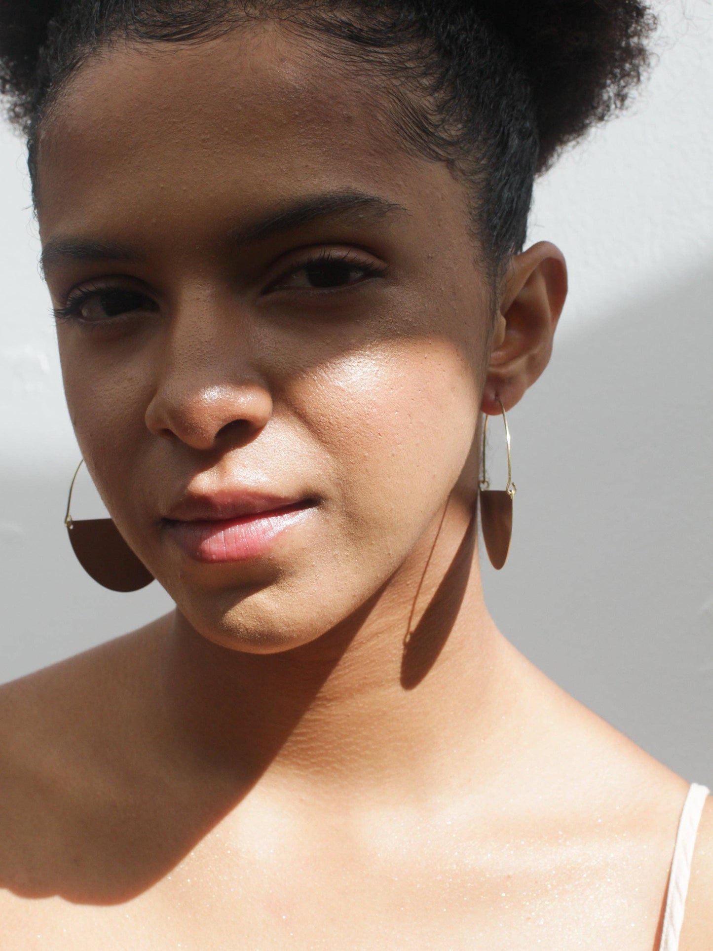 Matte Gold Half Moon Earrings: Small 1"