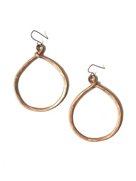 Terracotta Hammered Copper Loop Earrings
