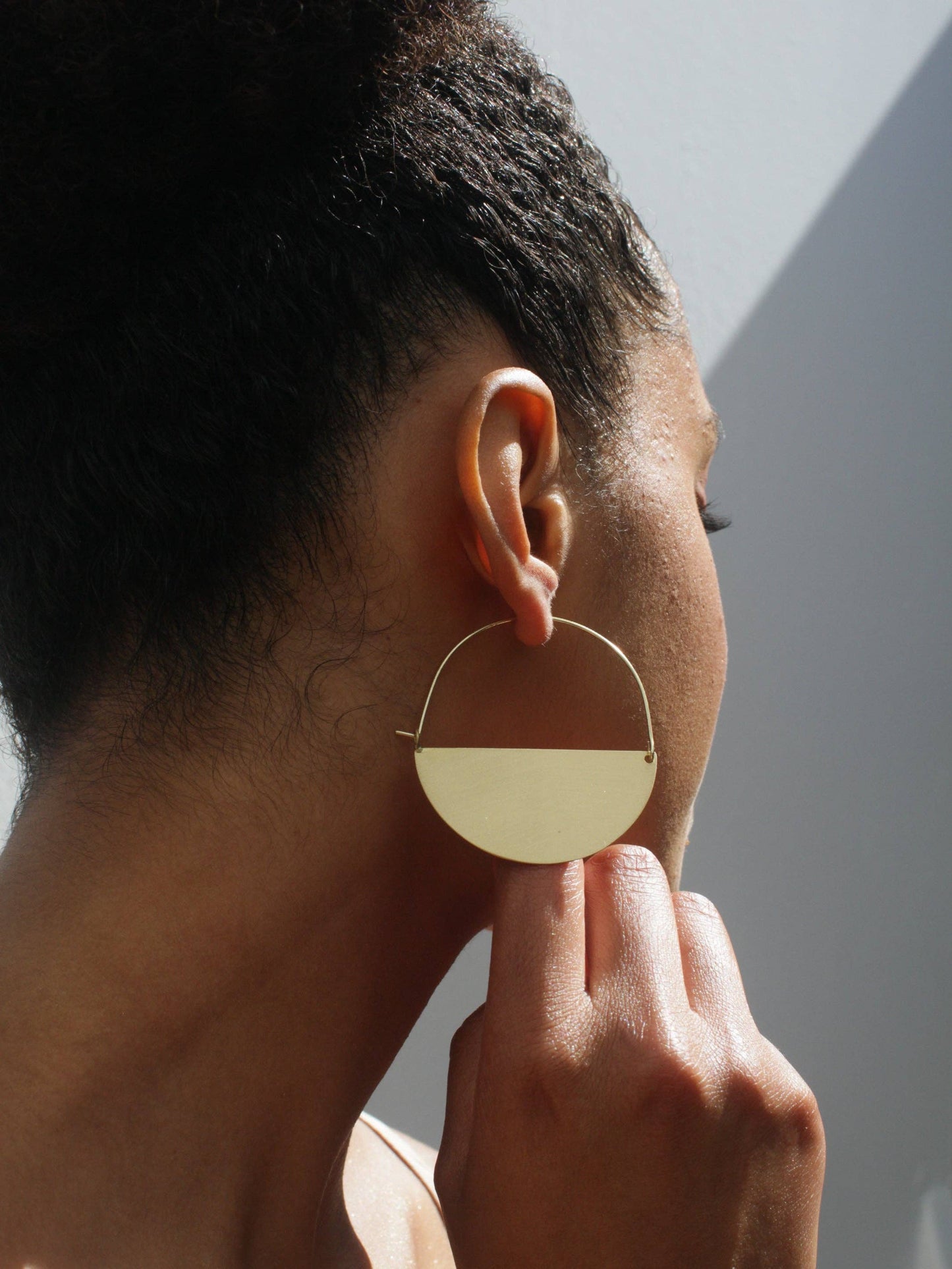 Matte Gold Half Moon Earrings: Medium 1.5"
