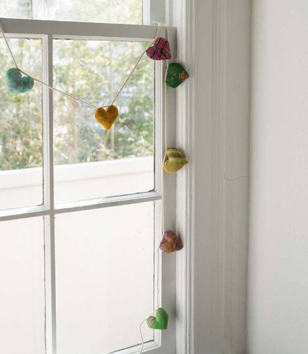 Heart Upcycled Sari Garland - Assorted Colors