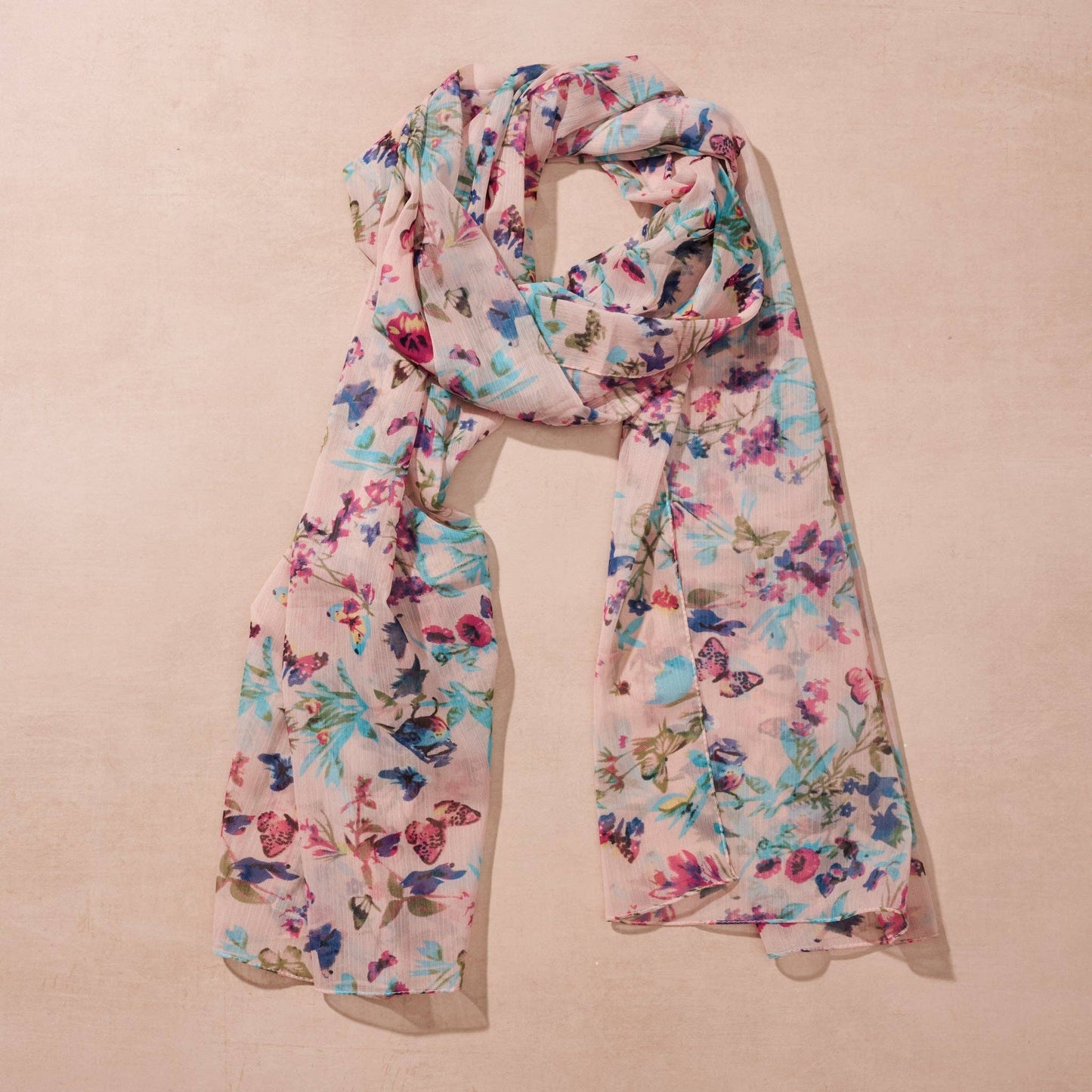 Komal Floral and Butterfly Chiffon Scarf