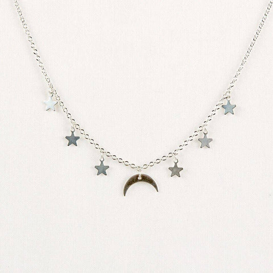 Moon and Stars Necklace: Sliver
