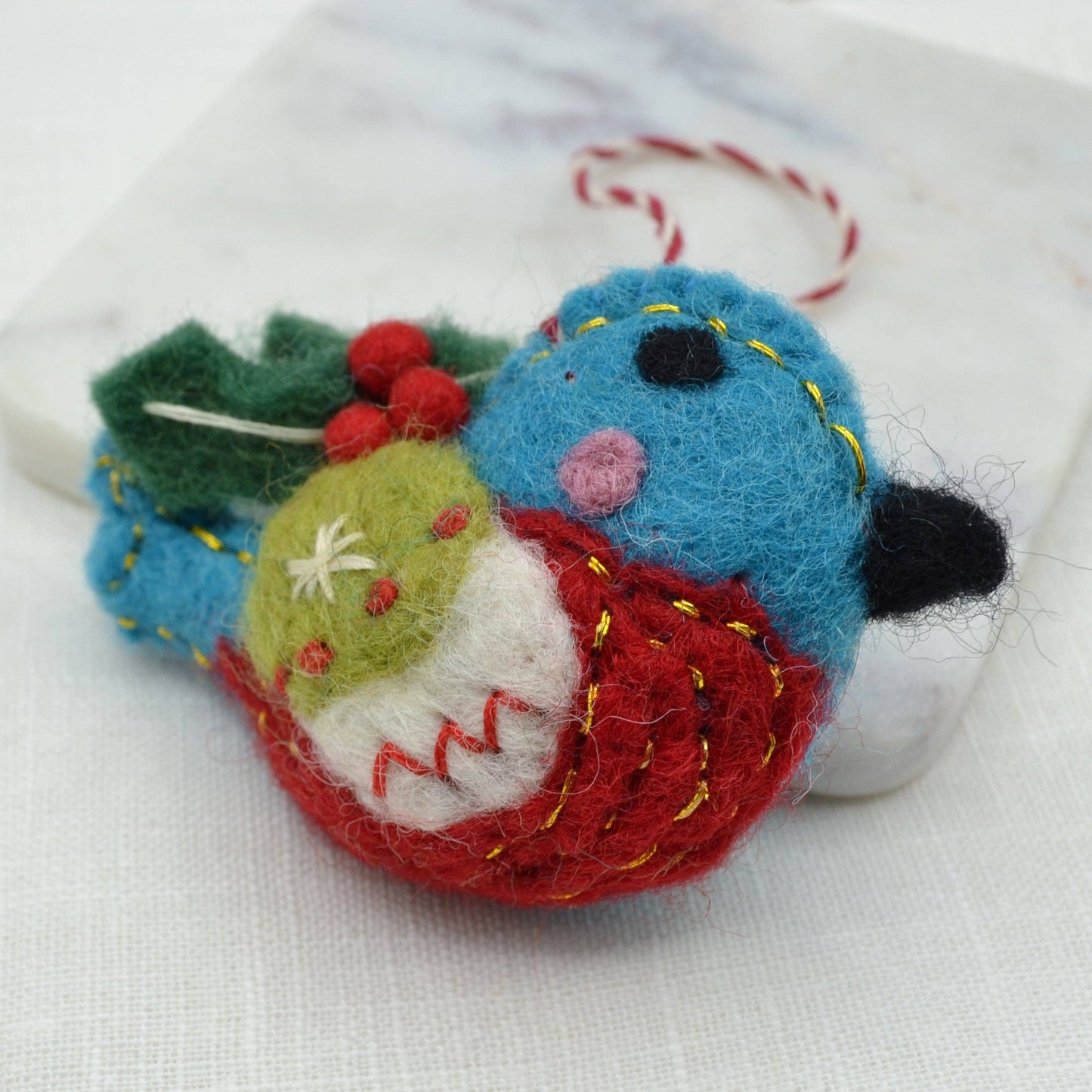Holiday Blue Bird Felt Ornament