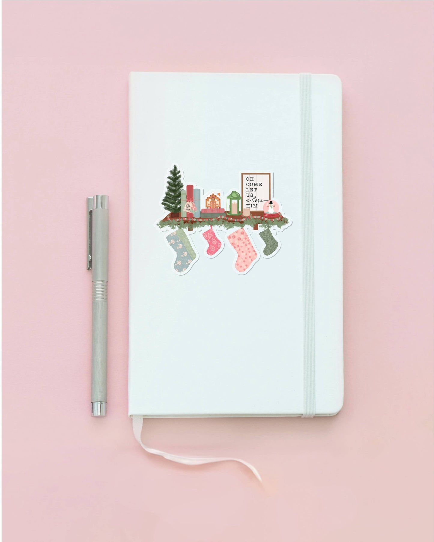 Christmas Shelf | Clear Vinyl Sticker | 3.9 in x3.2 in