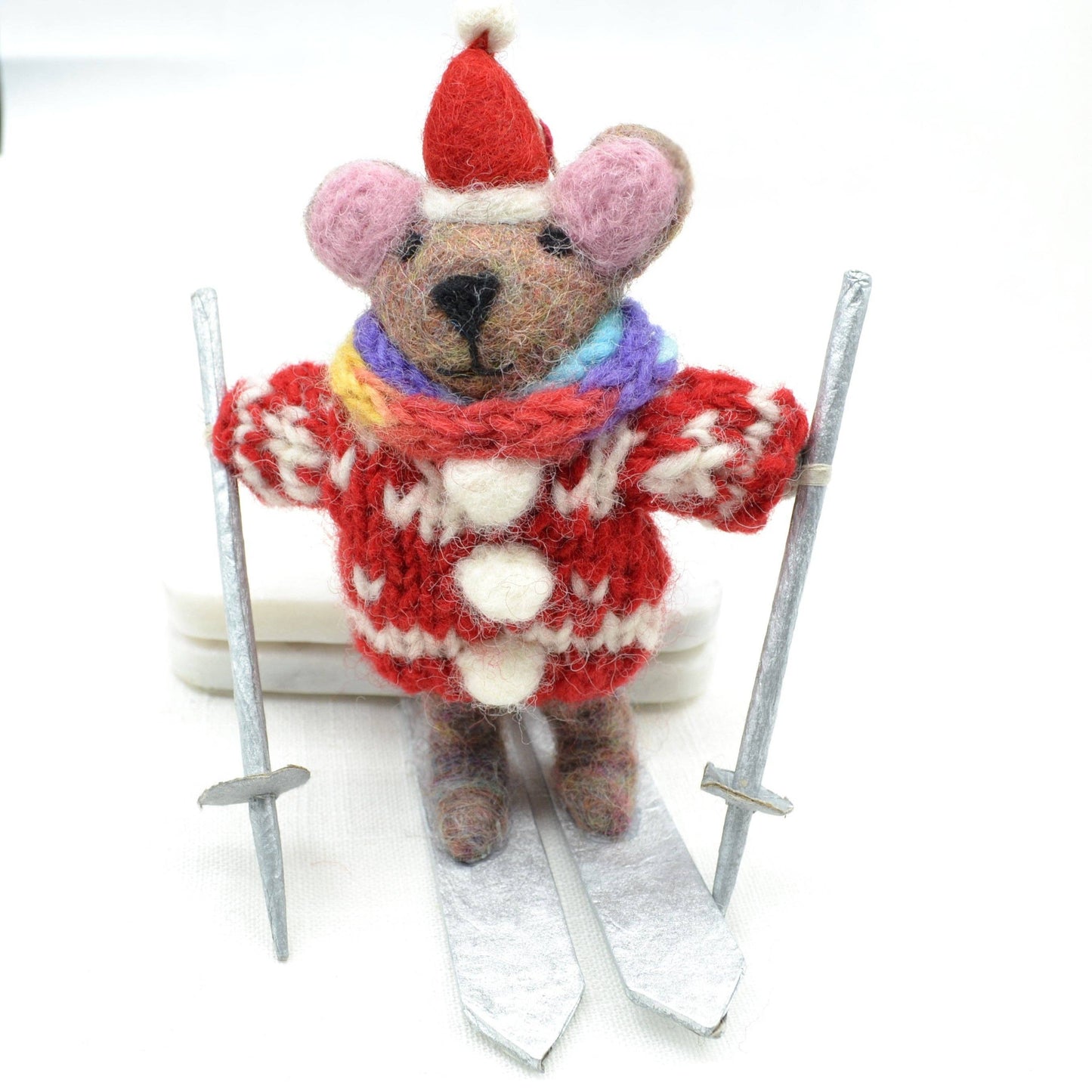 Downhill Ski Bear Felt Ornament