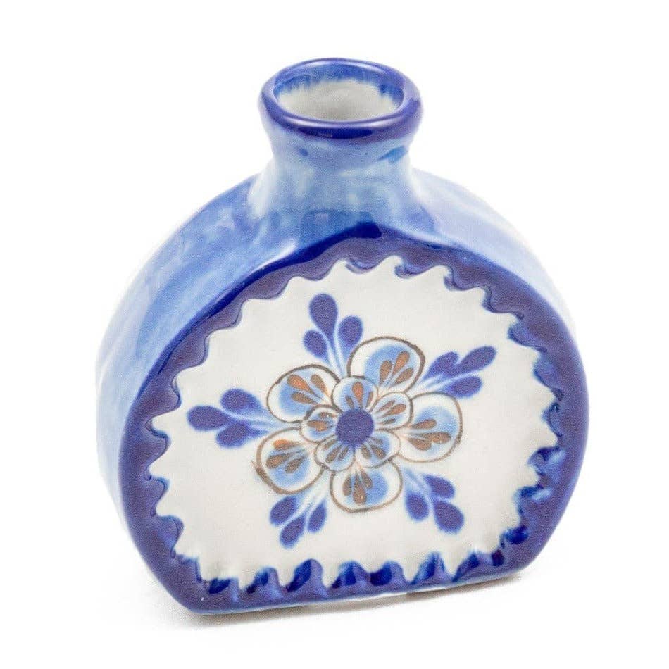Petite Stoneware Flower Vase: Blue