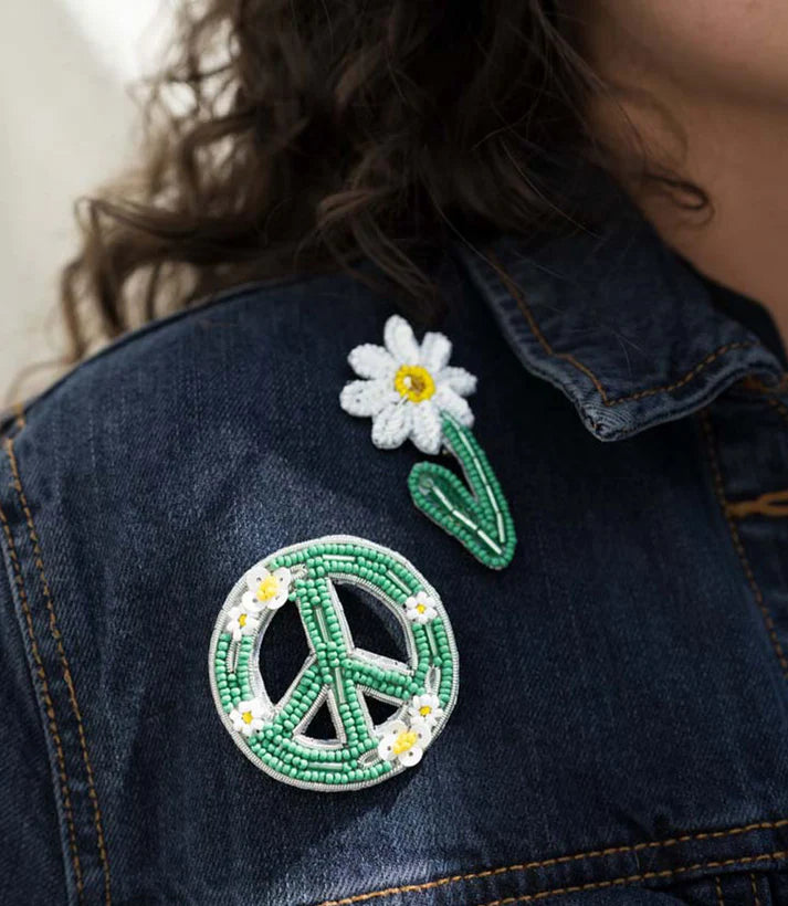 Bala Mani Beaded Peace Brooch Pin