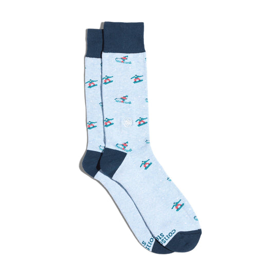 Socks that Support Youth Sports (Blue Skiers & Snowboarders)