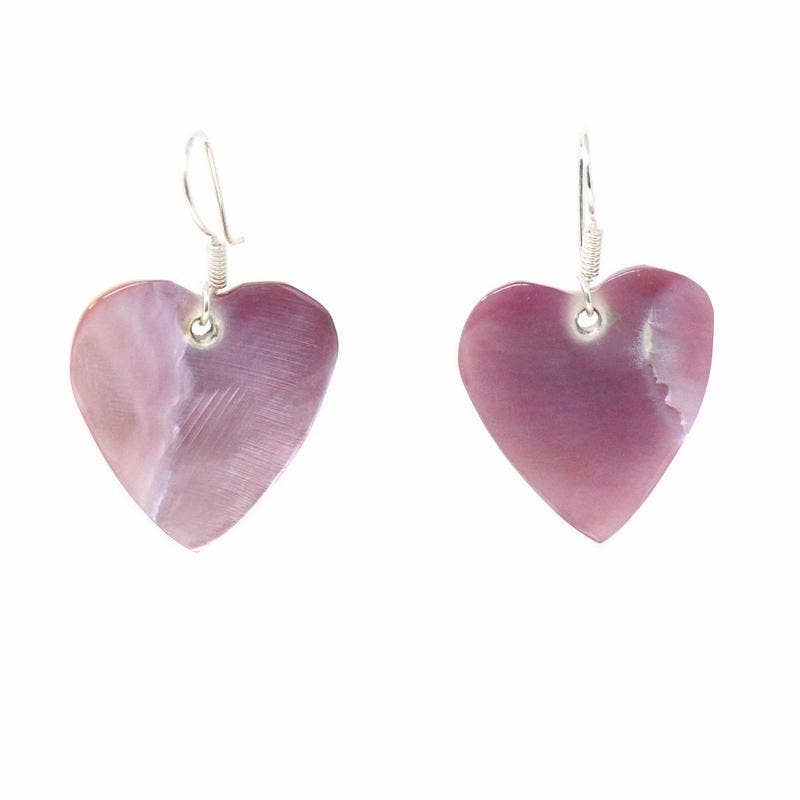Mother of Pearl Pink Heart Earrings