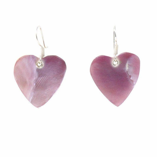 Mother of Pearl Pink Heart Earrings